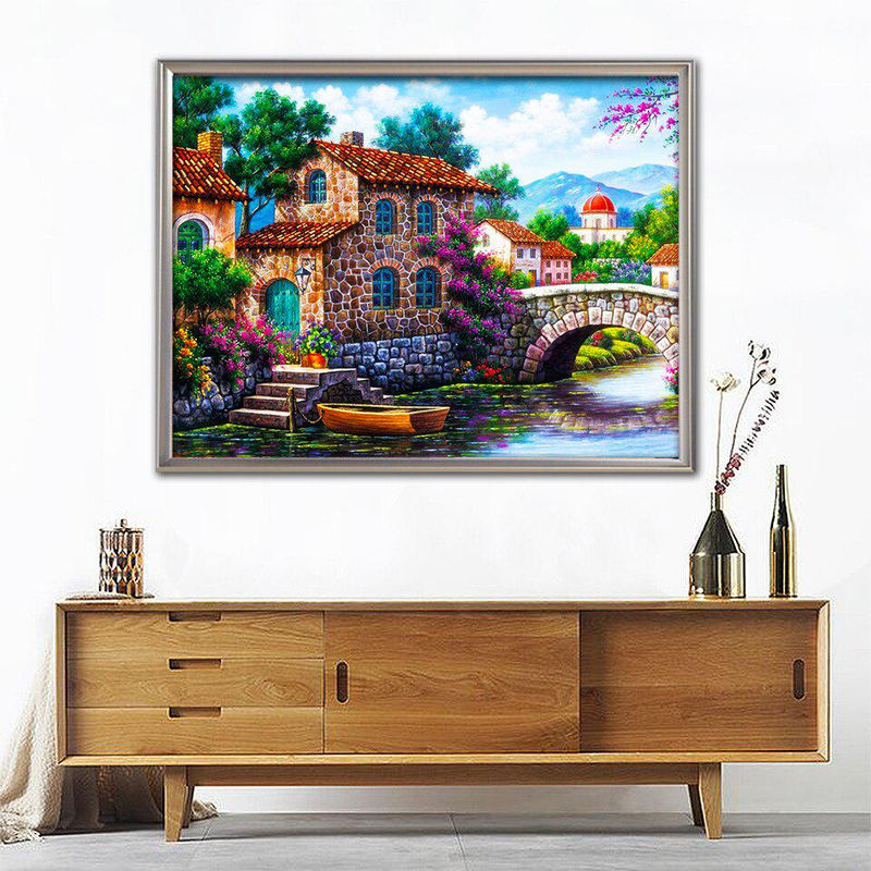 FIYO Diamond Painting Set Landschaft Motiv als DIY Malerei mit Full Square Steinchen, Mehrfarbig, B: 30 cm x H: 20 cm - Bild 3
