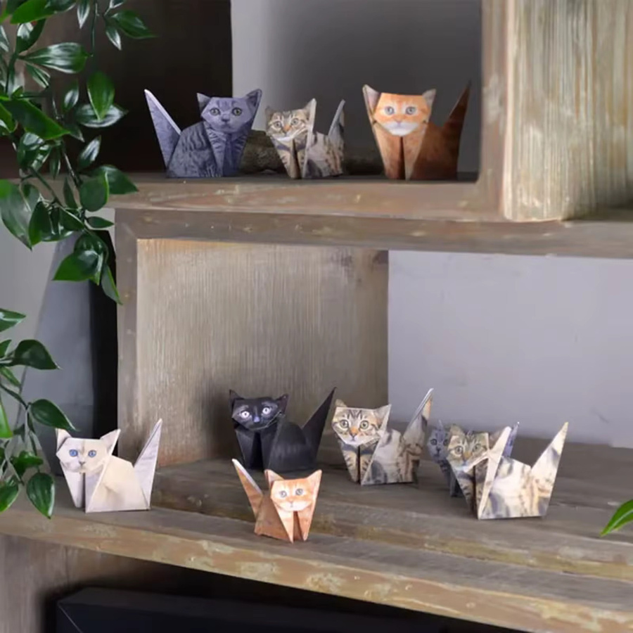 50 Stück DIY Origami-Papier zum Falten von Katzenfiguren, buntes Bastelset aus Konstruktionspapier für Katzenliebhaber - Bild 3