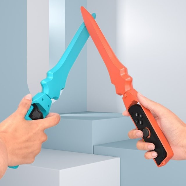 Benicabaly Schwertförmiger abnehmbarer Griff für Nintendo Switch Controller in Blau und Multicolour - Bild 1