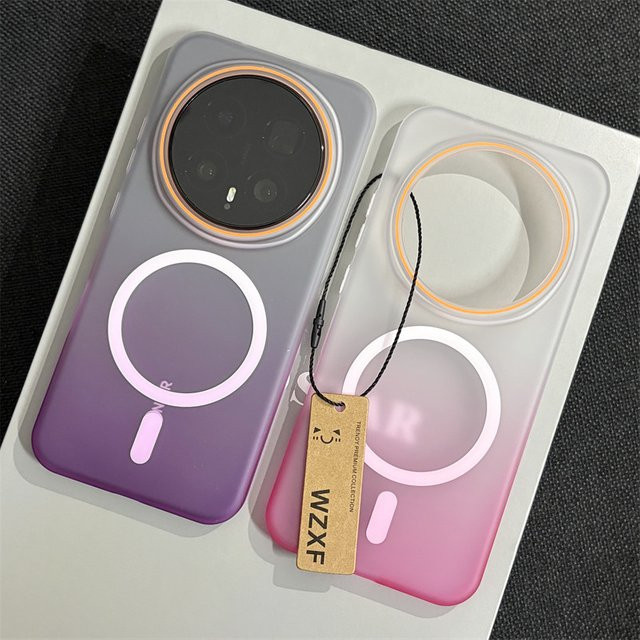 Mattierte Honor Phone Case Hülle mit Farbverlauf in Pink und Multicolour, stoßfeste Hartschale mit MagSafe-Kompatibilität für kabelloses Laden - Bild 1