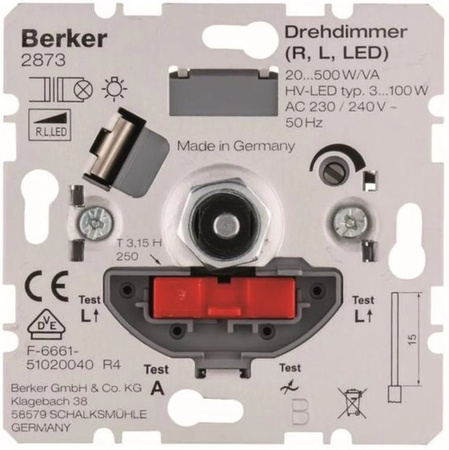 Berker Drehdimmer für LED, R, L (20-500W/VA), Weiß