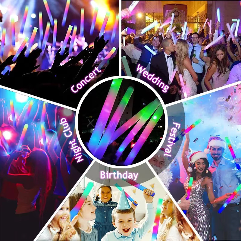 XinWen LC RGB LED Leuchtende Schaumstoffstäbe in Multicolour und Blau für Party und Cheerleading - Bild 2