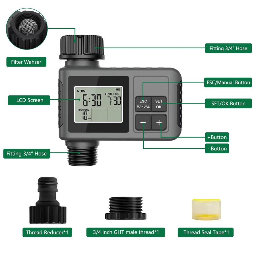 Insoma Automatischer Bewässerungstimer mit LCD-Display und IPX5 Wasserschutz für dein intelligentes Gartenbewässerungssystem - Bild 5