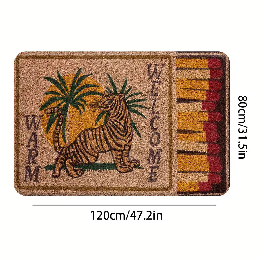 VIKAMA Tiger-Teppich mit Animal Print in Multicolour, rechteckige Bodenmatte für Wohnzimmer, Schlafzimmer oder Garten, B/T: 60 x 40 cm - Bild 4