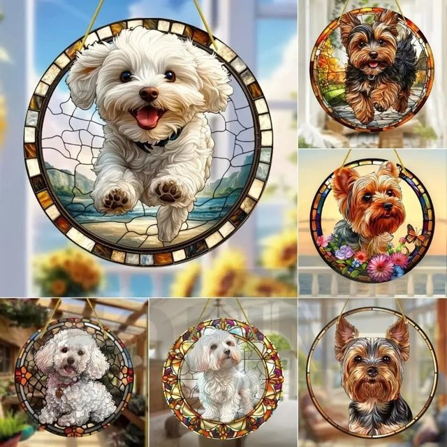 Potdemiel Sonnenfänger für Hunde, rundes Hängeornament aus Acryl in Mehrfarbig, Durchmesser: 20 cm - Bild 1