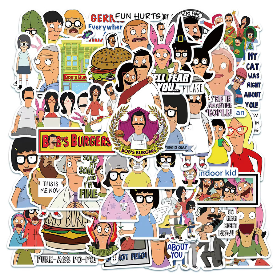 100 Stück Bobs Burgers Aufkleber, bunte Cartoon Animation Sticker für Laptop, Kühlschrank und Gepäck - Bild 4