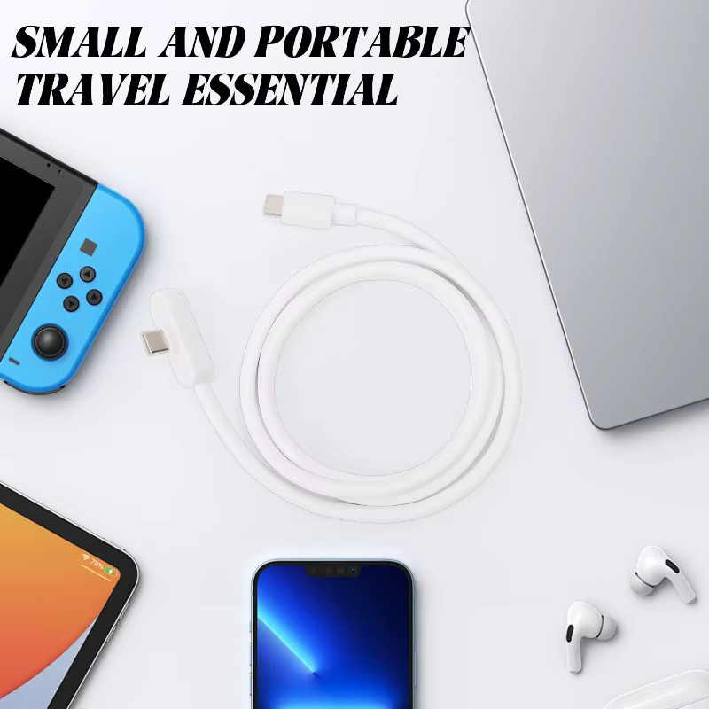 Superschnelles Dual Typ-C Ladekabel 100W 6A mit 90 Grad Winkel in Weiß für iPhone, Samsung, Xiaomi und Huawei - Bild 2