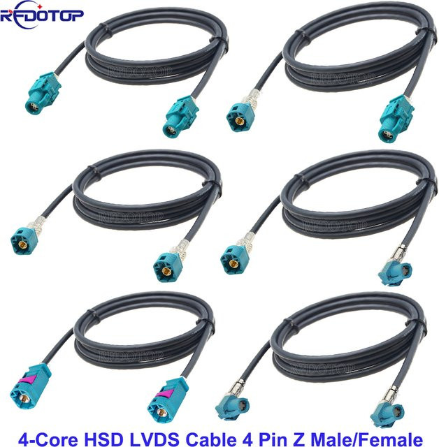 RFDOTOP Universelles HSD LVDS 4-poliges Kabel mit Z-Stecker und Z-Buchse, wasserblau, abgeschirmtes 4-adriges Hochgeschwindigkeits-Übertragungskabel - Bild 1