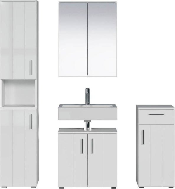 Trendteam Badezimmer-Set Wons in Weiß Hochglanz und Matt, B/H/T: 164 x 192 x 32 cm - Bild 1