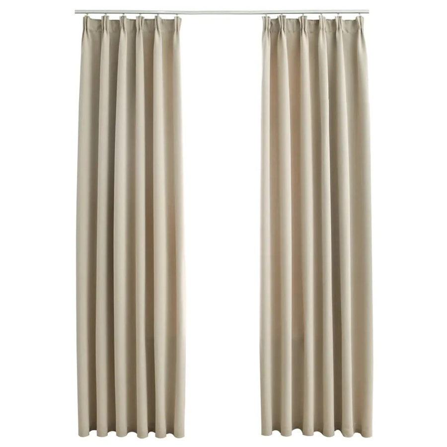 vidaXL Verdunkelungsvorhänge mit Haken, 2 Stück, Beige, B: 140 cm, H: 225 cm - Bild 2