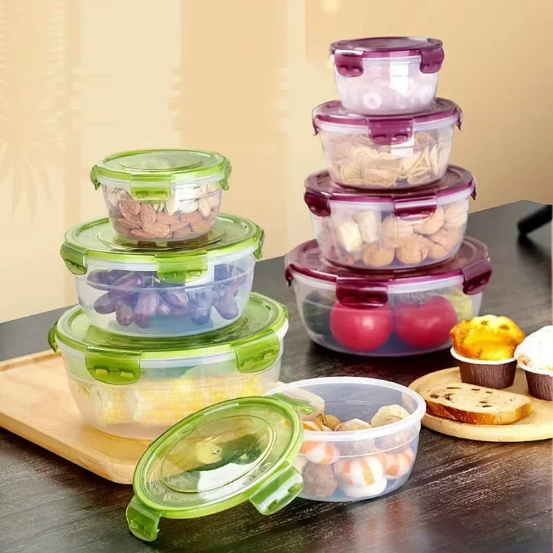 4er-Set Kühlschrank Organizer aus Kunststoff in Lila zur Lebensmittelaufbewahrung und Obstlagerung - Bild 3
