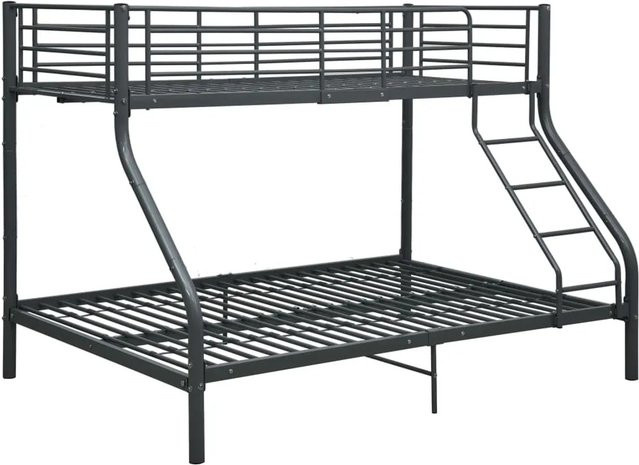 vidaXL Etagenbettgestell aus Metall in Schwarz für Kinderzimmer, B/T/H: 140 x 200 x 152 cm - Bild 1