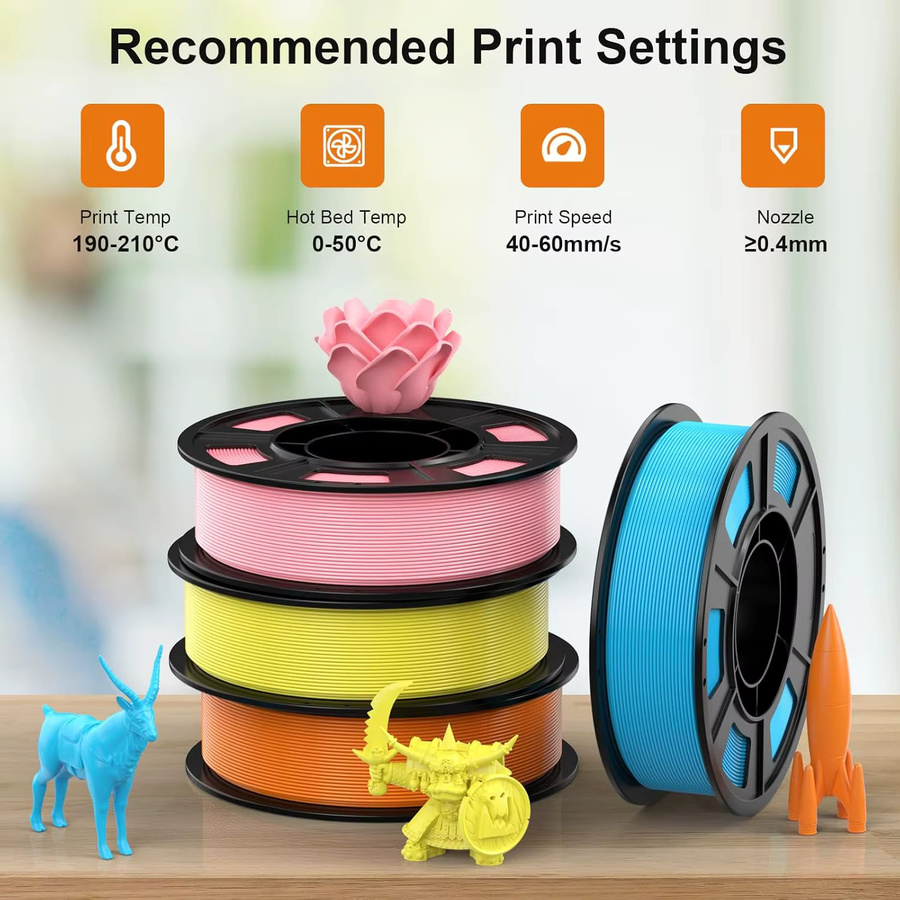 DINGSUN 3D-Drucker-Filament PLA Set, 4 Farben, 1,75 mm, 4 x 250 g, FDM Multicolour - Bild 4