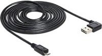 Delock USB 2.0 Kabel mit USB-A Stecker und 90 Grad Micro-USB Stecker in Schwarz - Bild 1