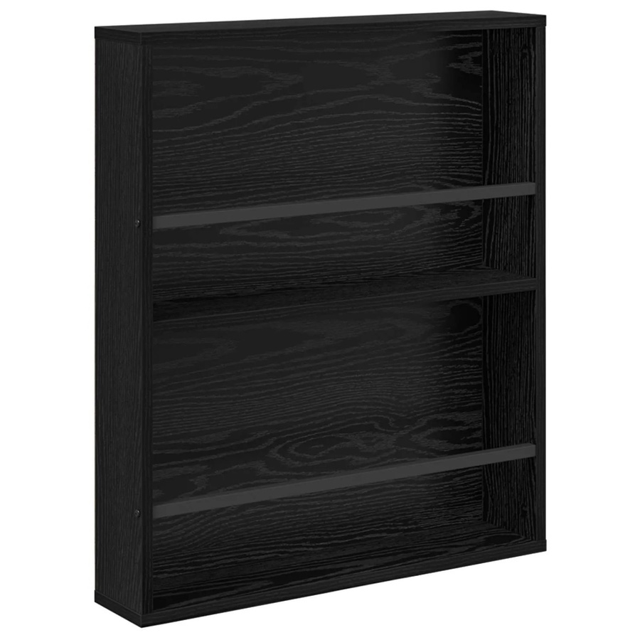 vidaXL Magazinregal in Schwarz und Eichen-Optik, wandmontiertes Regal aus Holzwerkstoff mit verstellbaren Regalböden, Breite: 60 cm, Tiefe: 12 cm, Höhe: 70 cm - Bild 2
