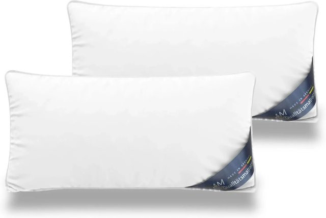 AM Qualitätsmatratzen Premium Daunenkissen 2er Set in Weiß mit 3-Kammer-System und Downpass Zertifizierung B/H: 40 x 80 cm - Bild 1