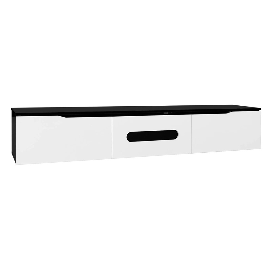 PXloue Modern TV-Schrank zur Wandmontage mit 16-farbiger LED und Hochglanz-Finish in Schwarz oder Weiß, B/T/H: 180 x 35 x 35 cm - Bild 2