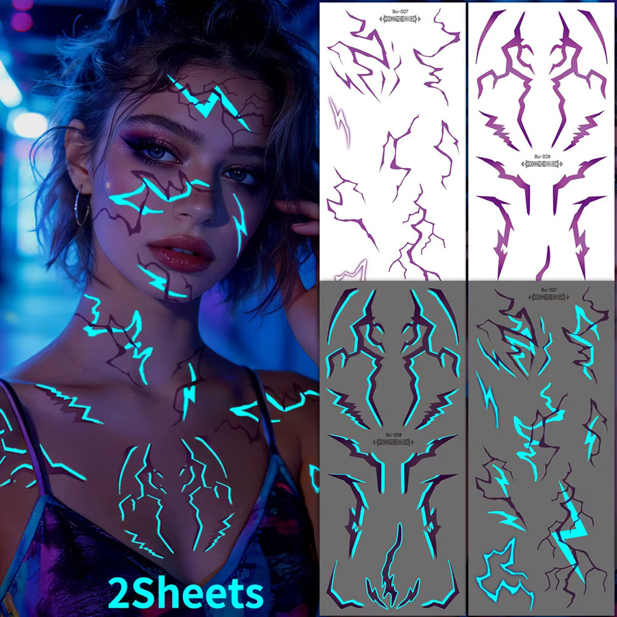 ROCOOART Temporäre Tattoos, 2 Stück, Blau-Violett, Damen - Bild 4