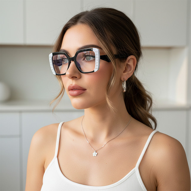 TWOOO Korrektionsbrille, quadratisch, Vollrand, Kunststoff, schwarz - Bild 1