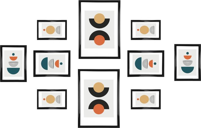 LEEJARD Bilderrahmen Set 10er Collage in Schwarz, moderne Galerierahmen für Wand und Tisch zur Fotowand Dekoration - Bild 1