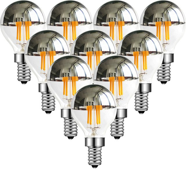 Vintage LED Edison Glühlampe G45 in Silber Chrom mit E14 Sockel, 4W dekorative Lichtquelle - Bild 1