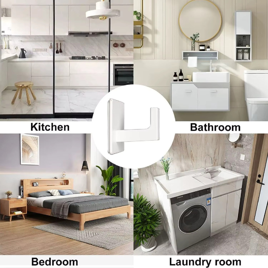 SeniVrythwel Handtuchhaken aus Metall in Mattweiß, quadratisches Design zur Wandmontage für Handtücher, Bademäntel und Hüte - Bild 2