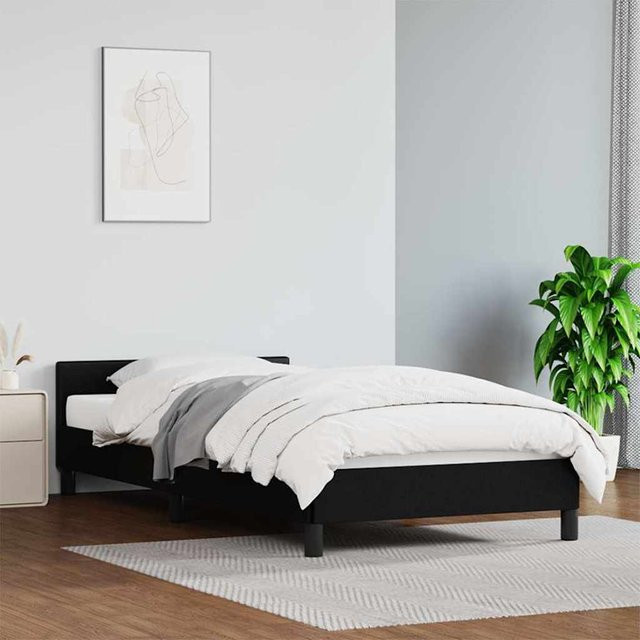 vidaXL Bettgestell mit Kopfteil in Schwarz aus Kunstleder, B/T/H: 90 x 200 cm - Bild 3