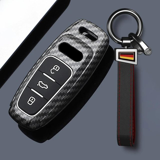 ABS Carbon Autoschlüssel Etui Hülle in Schwarz für Audi Q8 RSQ8 A6 C8 S6 RS6 A7 S7 RS7 A3 A8 D5 E-tron GT Q4 Q7 von SS-Clothing - Bild 1