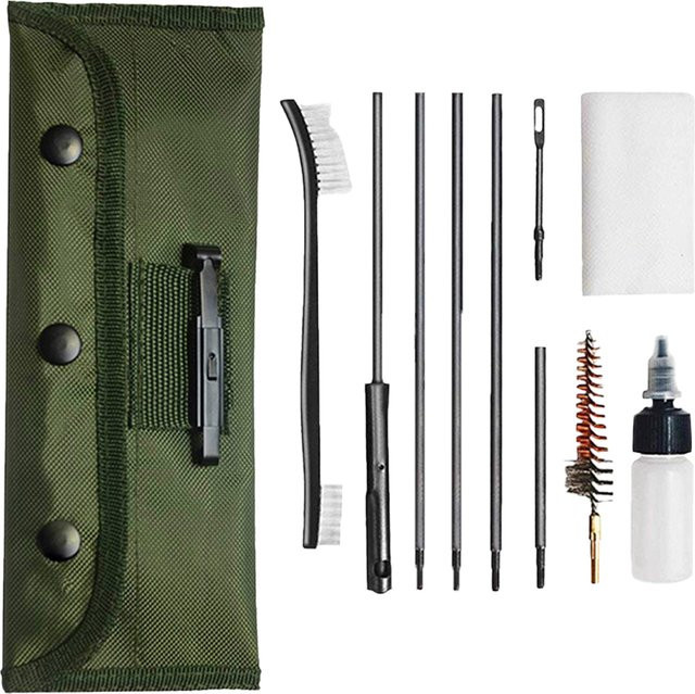 Alloet 12-teiliges Pistolen-Reiniger-Set mit Reinigungsbürsten und Aufbewahrungsbeutel in Grün für .22LR, .223 und .257 - Bild 1