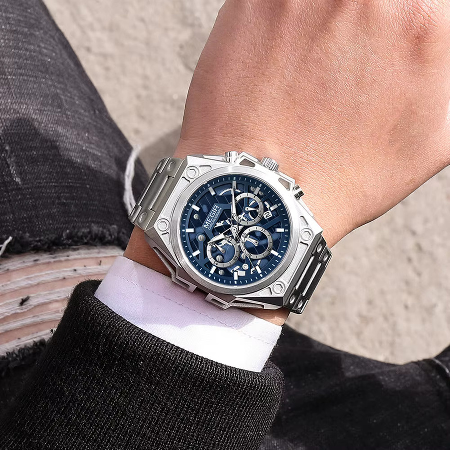 MEGIR Armbanduhr Chronograph, Quarz, Edelstahl, 5 ATM, Herren - Bild 2