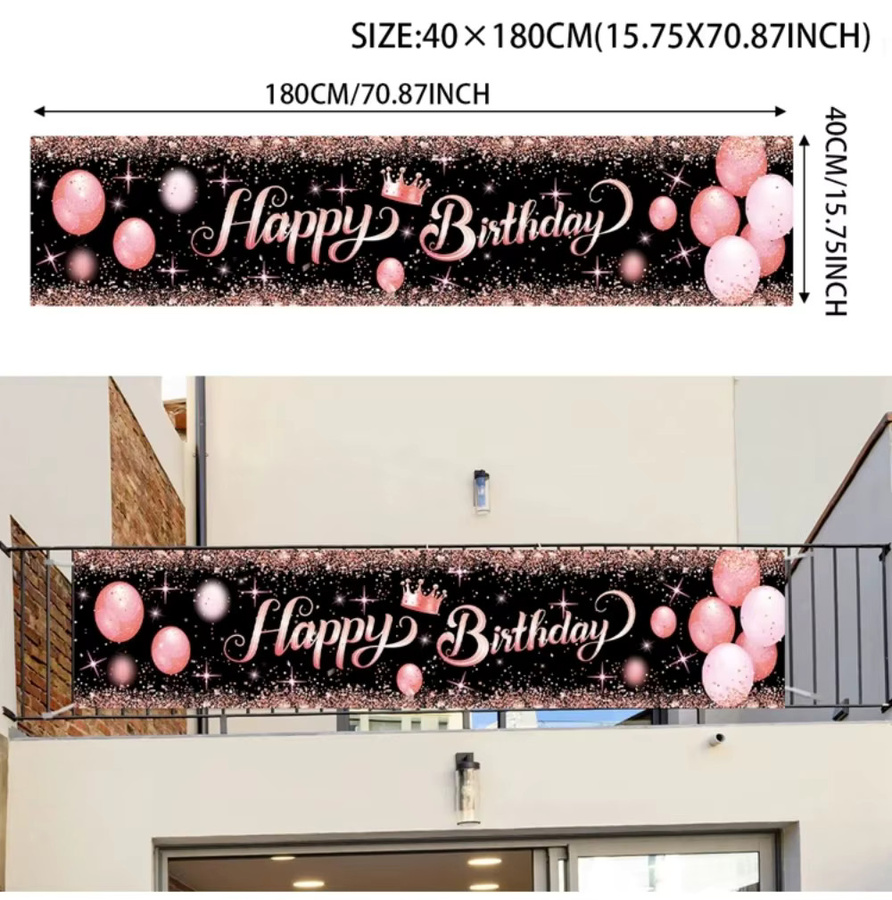 VIKAMA Tischdecke mit Ballon-Kranz-Design in Schwarz und Gold für Party, Hochzeit oder Geburtstag - Bild 1