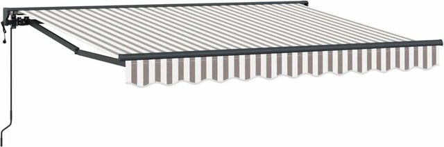 vidaXL Einziehbare Markise mit Kurbel aus Polyester und Aluminium in Weiß-hellgrau, B: 500 cm, T: 300 cm - Bild 1