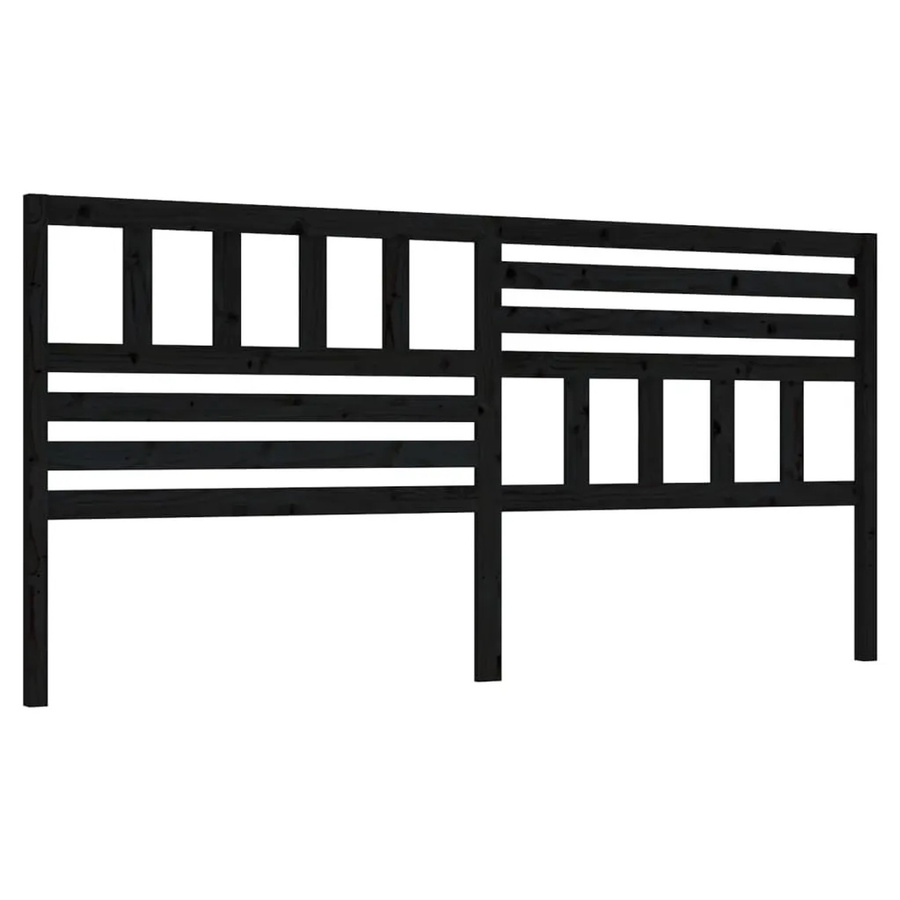 vidaXL Kopfteil aus Kiefer-Massivholz in Schwarz, B: 206 cm, T: 4 cm, H: 100 cm - Bild 2