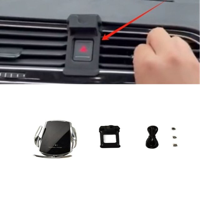 Kabellose 15W Schnellladegerät Auto-Halterung mit automatischer Klemmung für Volkswagen Tiguan MK2 (2014-2018), Schwarz - Bild 1