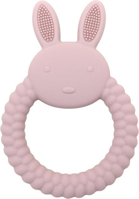 Musselin-Leben Baby Beißring aus Silikon in Pink, BPA-frei, Hase Design - Bild 1