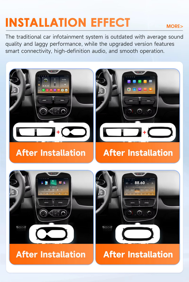 Hizpo Android 14 Autoradio für Renault Clio 4 2012-2019 mit 8GB RAM, 128GB Speicher, Qualcomm Snapdragon 6115, GPS und 4G Carplay in Schwarz - Bild 2