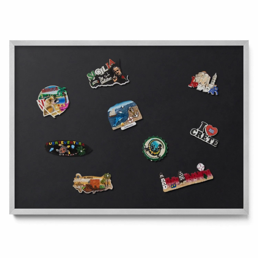 Tulup Magnettafel Wanddekoration Schwarz mit silbernem Rahmen B: 70 cm, H: 50 cm - Bild 2