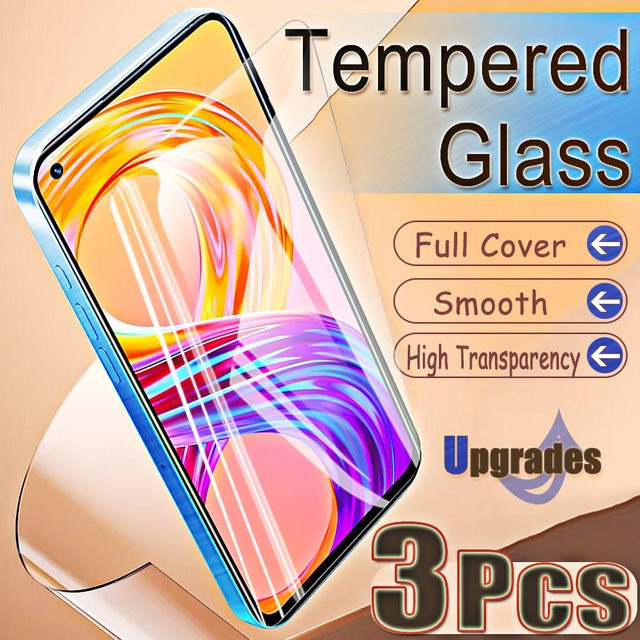 3er-Set gehärtetes Glas als Displayschutz für Realme 8 Pro, 6,4 Zoll, transparent, mit Fingerabdruck-Entsperrung und Anti-Explosions-Schutz - Bild 1