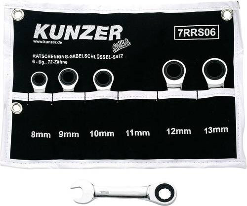 Kunzer 7RRS06 Knarren-Ring-Maulschlüssel-Satz 6teilig metrisch 8-13mm schwarz - Bild 1