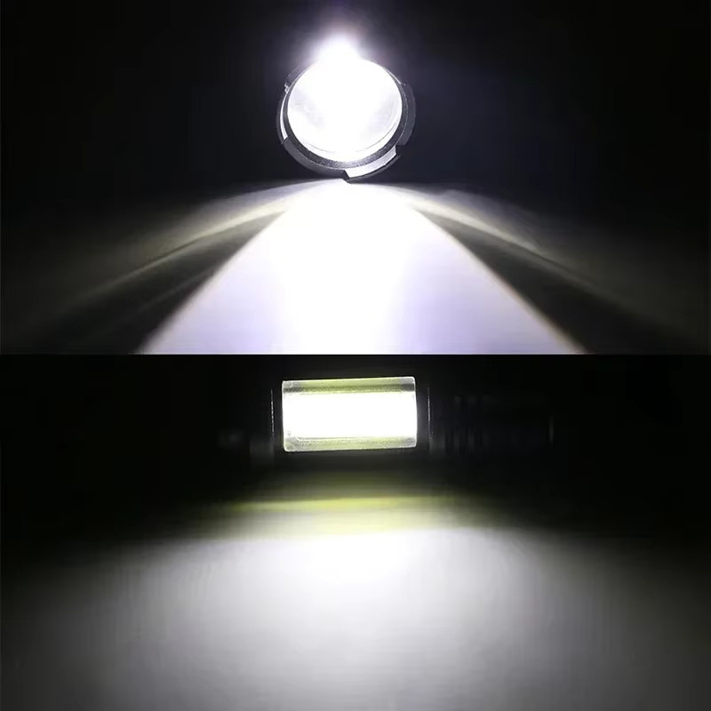 KDULIT LED Taschenlampe mit COB-Licht, wiederaufladbare Camping-Laterne in Schwarz mit 3 Modi und zoombarem Fokus - Bild 5