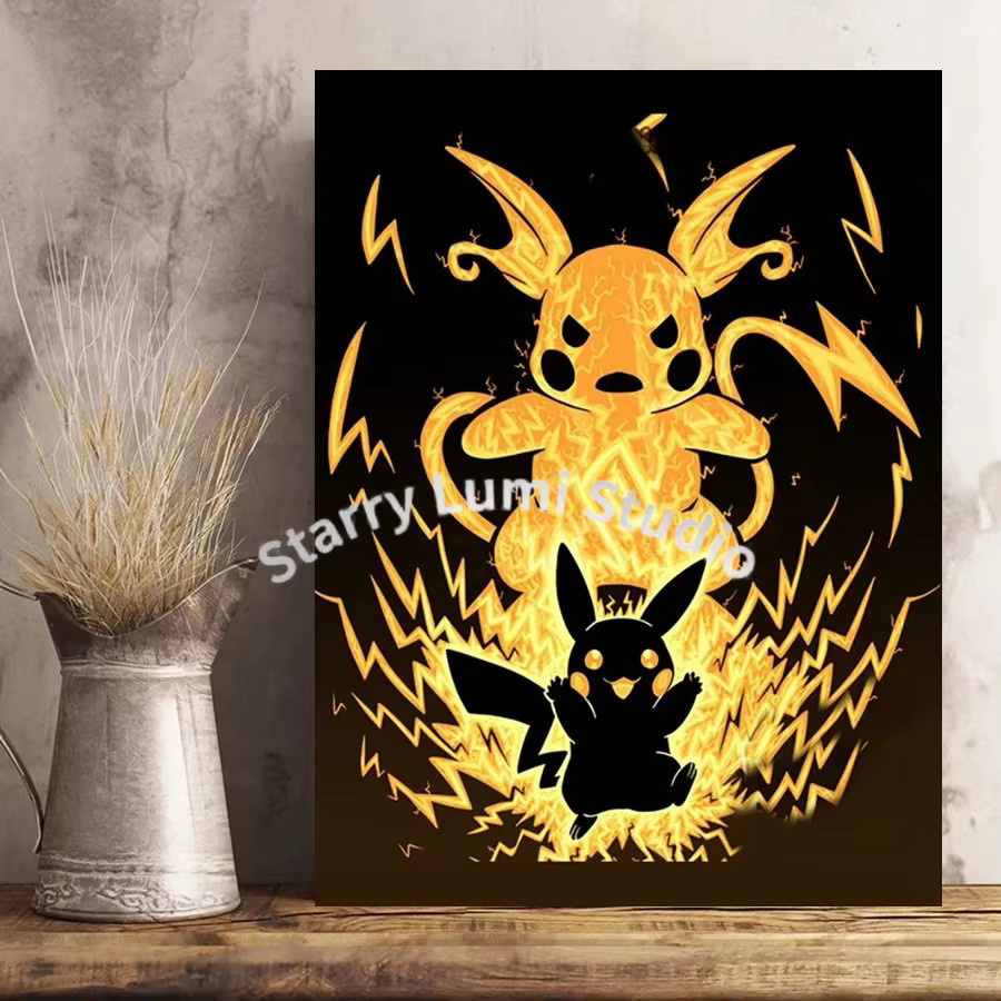 KAYOU Pokemon Silhouette 5D DIY Diamant-Malerei-Set, Pikachu Eevee Gengar Lucario, Mosaik - Bild 2