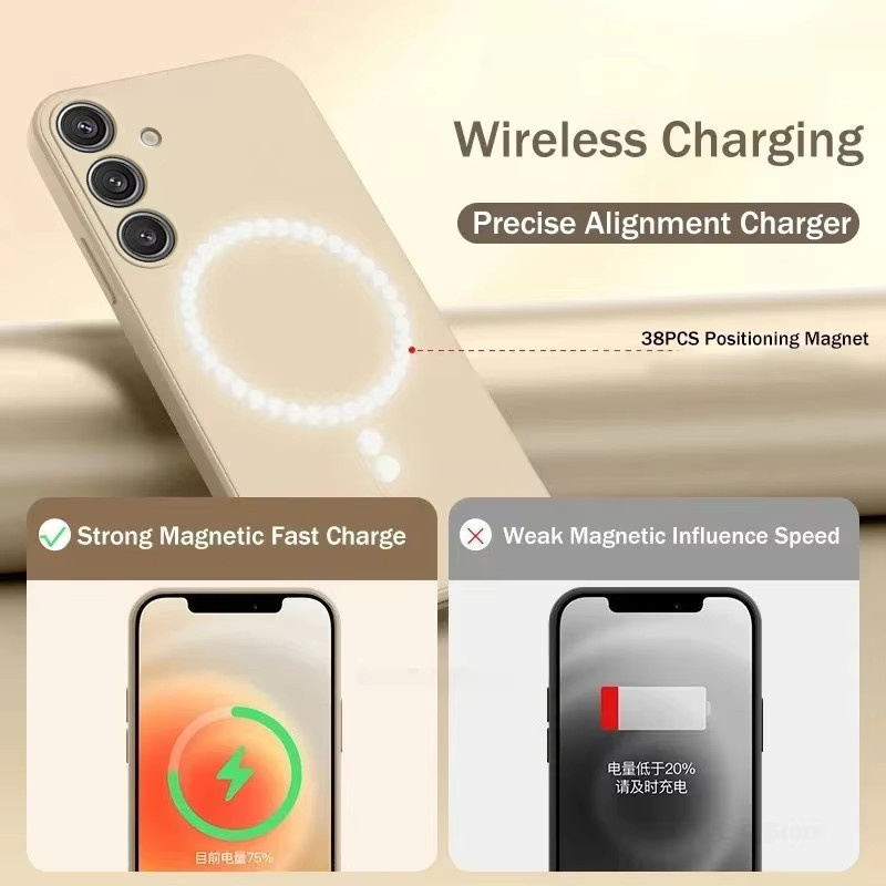 Stoßfeste Flüssigsilikon-Handyhülle mit MagSafe für Samsung Galaxy S26 Ultra S25 S24 S23 Plus in Schwarz - Bild 3