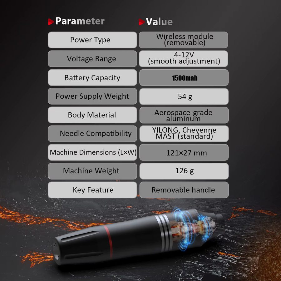 YILONG Tattoo Kit, Professionelle Tattoo Maschine, Drahtlos - Bild 2