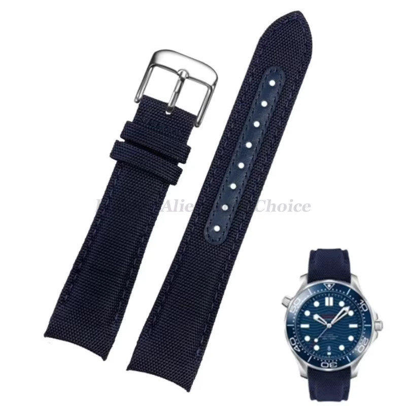 Uhrenarmband Leder, Nylon Canvas, Schwarz, Unisex, 20 mm, 22 mm - Bild 3