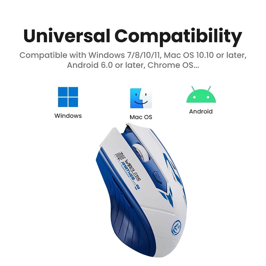 Kebidumei Dual-Modus Bluetooth 5.4 und 2,4 G Funkmaus mit 6 Tasten, wiederaufladbare Gaming-Maus für PC, Laptop und Macbook, Weiß - Bild 5