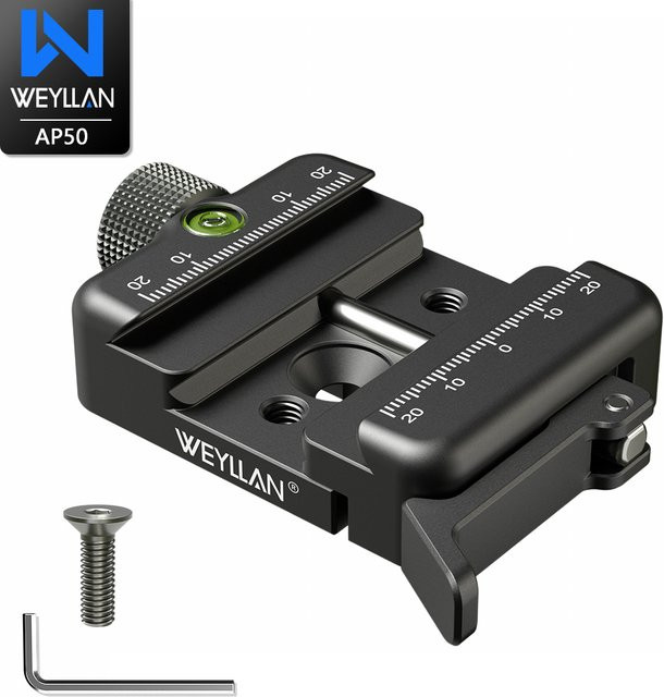 WEYLLAN Schnellspanner Arca Swiss Klemme für Stativ und Kugelkopf mit Picatinny-Adapter, Schwarz - Bild 1
