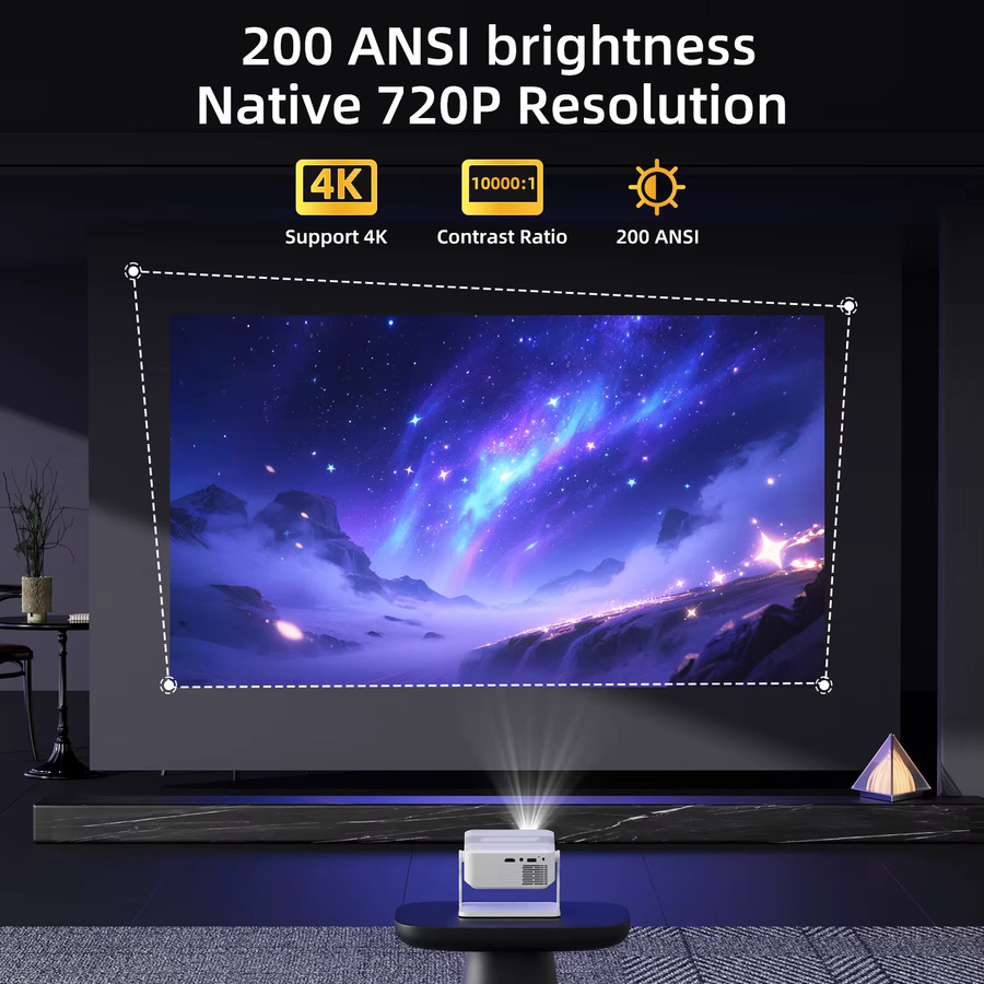 AOC HA109 Projektor mit Android 11, 720P Auflösung, Wifi5 und Bluetooth 5.4, Tragbarer Heimkino Projektor für Outdoor und Indoor - Bild 2