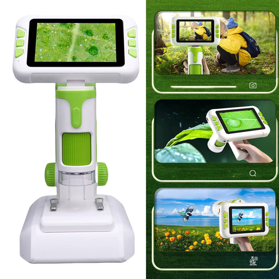 meterk Kindermikroskop, digitales Desktop-Mikroskop, mit LCD-Bildschirm, mit LED-Licht - Bild 3
