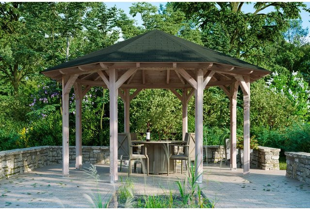 SKANHOLZ Pavillon Lyon 2 aus Douglasie Vollholz in Beige, B/H/T: 484 x 330 x 484 cm - Bild 3