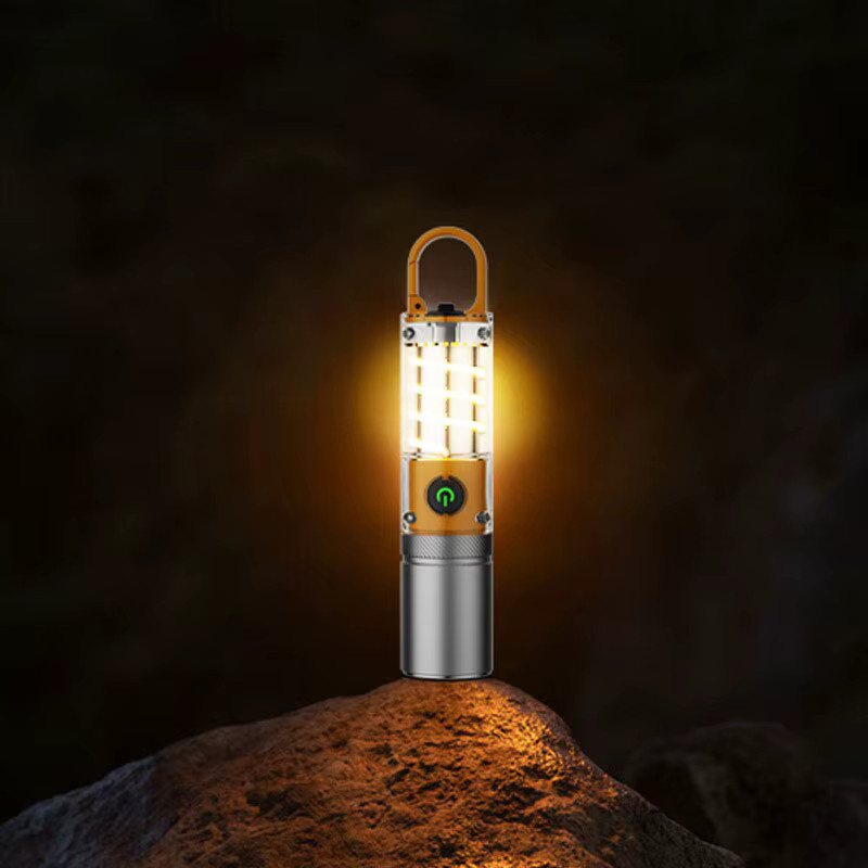 ESMARTER Duale LED-Tungsten-Lampe mit Teleskop-Zoom, wasserdichte Outdoor-Camping-Arbeitsleuchte mit Haken und wiederaufladbarem Akku in Silber - Bild 4